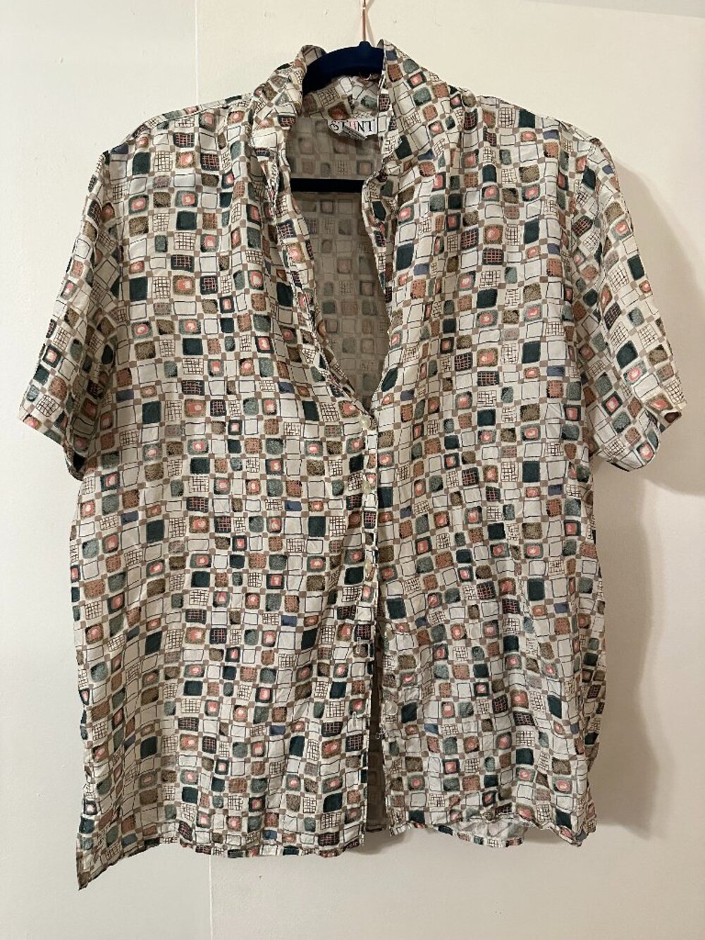 Vintage Silk Short Sleeve Button Down